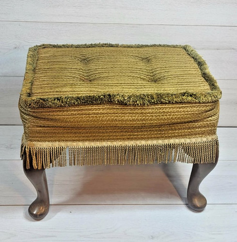 Vintage green woven - woven, footstool