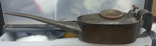 Vintage pump oiler oil can - oil,