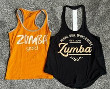 Zumba Gold Black Orange Sleeveless Tank Top T-Shirt Size Small