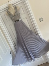 EXQUISITE BNWT ELIZA J SIZE 8/10 (USA 6) SILVER FIT & FLARE LONG OCCASION  DRESS