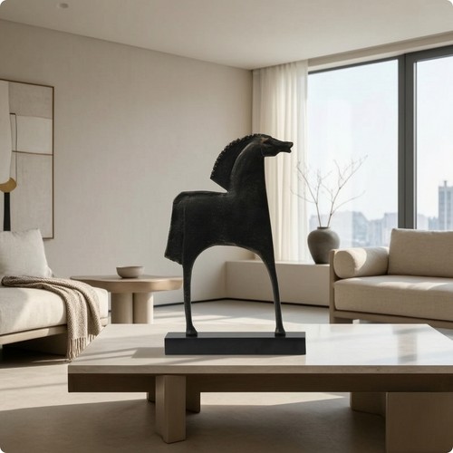 Horse statue with marble - horse,