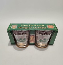2x Irish Souvenir Whiskey Tot Glasses  With Box
