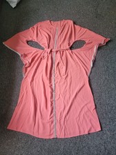 Ladies Pink Lace Lined Pink Butterfly Abaya Arabic Maxi Dress Bell Sleeves UK 16