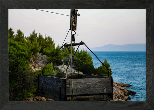 Wooden crate suspended over - wooden,