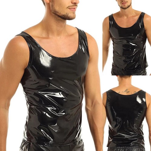 Men black pvc patent leather - pvc,