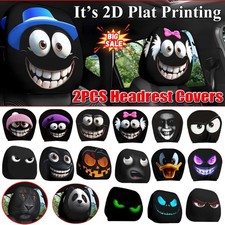2PCS Head Rest Cover for Car Halloween Elastic Car Seat Headrest Protector UK