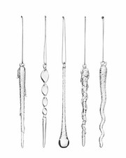 Clear Glass Icicles – 20-Piece Christmas Tree Decorations 14–15cm