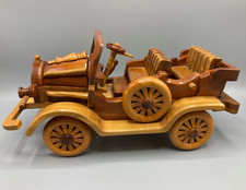 Vintage Wooden Moveable Model Car Ornament Toy