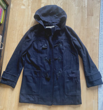 French Connection Denim Black Hooded Women's Duffle Coat, Preowned UK Size 8