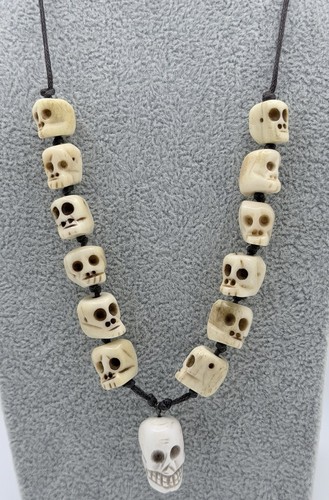 Hand carved skull bead - carved,