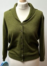 BRORA LIMITED EDITION Green Button-Up Cardigan – 100% Scottish Cashmere - UK 12