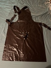 CHOCOLATE BROWN Rubber Latex Fetish Apron Large size, UK, Gay Interest