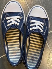 Tu low lace navy blue canvas pumps trainers size 5