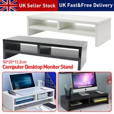 Computer Desktop Monitor Stand Laptop TV Display Screen Riser Shelf Black White