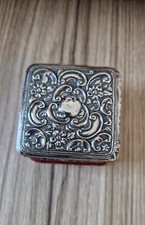 Vintage Leather Bound Trinket Box With Silver Lid 1904