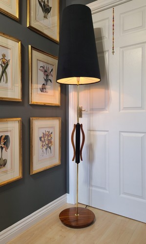Vintage solid teak floor - teak, lamp
