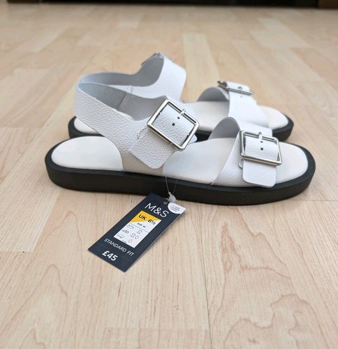 White leather flat - m&s,