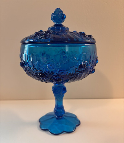 Fenton like art glass - glass, blue