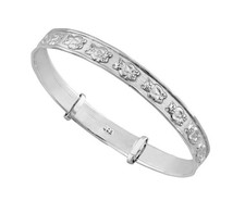 925 Solid  Sterling Silver  Baby's Christening teddy bear bracelet