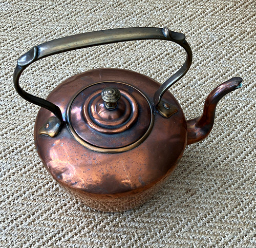 Copper stove top kettle - kettle,, round