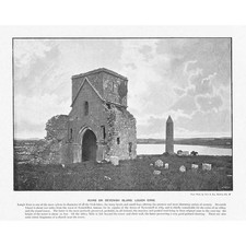 IRELAND Ruins on Devenish Island Lough Erne Antique Photographic Print c1896