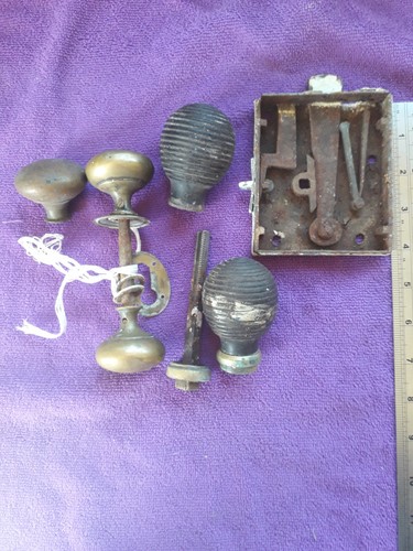 Antique brass door knobs - door,
