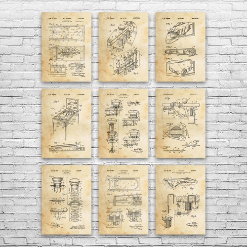Pinball patent wall art set - art,