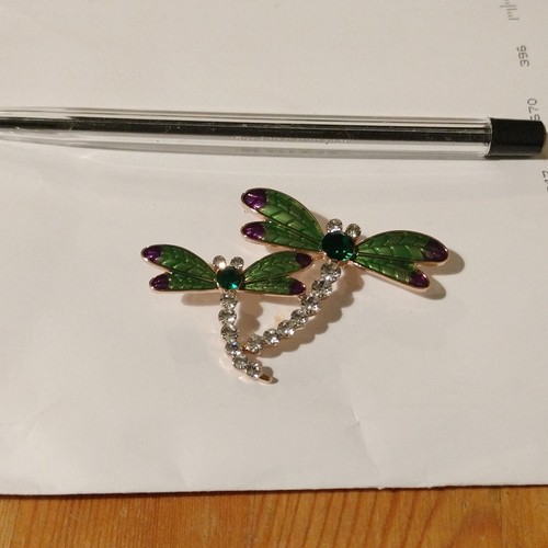 Gold tone double dragonfly - tone,