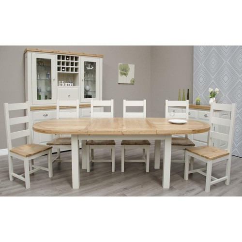 Painted grey oval - oval, dining