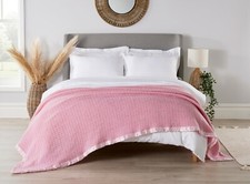 Diana Cowpe Blanket 100% WOOL CELLULAR BLANKET PINK Lightweight Adult Size