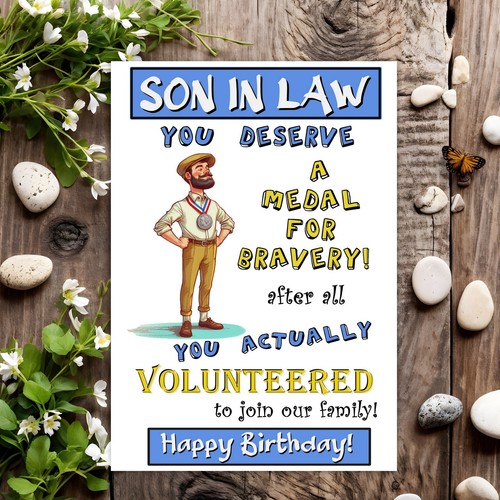 Son law funny birthday card - law,