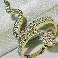 0.50 CT Round Cut Diamond Snake Engagement Ring 14K Yellow Gold Finish Size M-T