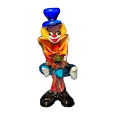 Vintage Murano Hand Blown Glass Clown Figurine Italy Mid Century 1960s