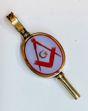 Antique 2 Stones Masonic Sardonyx & Citrine Gilt Pocket Watch Key Winder Fob
