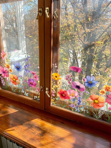 Colorful floral bouquet window - colorful,