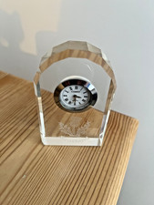 Celtic Crystal Miniature Clock with Scotland and Thistle emblem Boxed