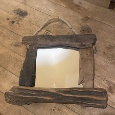 Vintage Style Driftwood Wooden Framed Mirror Reclaimed Wood Handmade Seaside