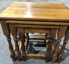 Vintage Solid Oak Nest of 3