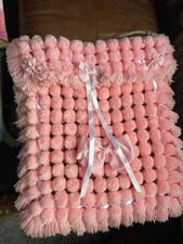 New Pink Pompom Pram Blanket
