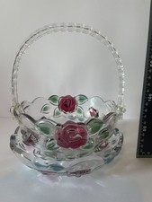 2 Rare Unusual Vintage Walther Glass Bowls Acrylic Handle Bonbon German Glas 