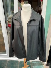 marks and spencer blue harbour BLACK leather jacket large good cond