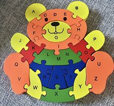 Children’s Teddy Bear Wooden Alphabet & Numbers Double Sided Jigsaw Puzzle