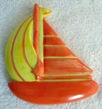 Sail Boat. Ceramic Wall Plaque.Panmosa Corp. USA ..Bath.. Play Room Decor.BNWoB