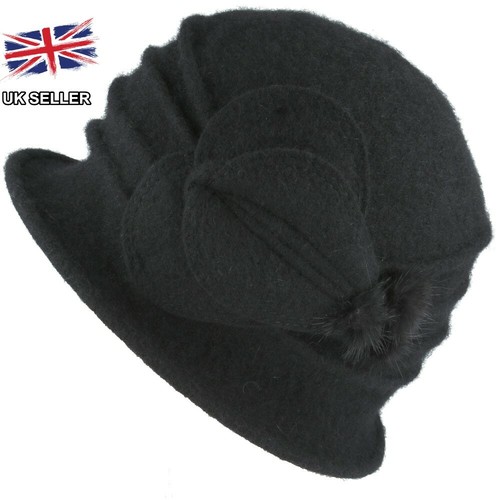 Ladies wool cloche felt hat - cloche,