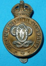 THE QUEENS OWN HUSSARS BRITISH MILITARY CAP BADGE K/C - GENUINE