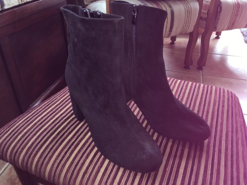 Black faux suede ankle - faux,