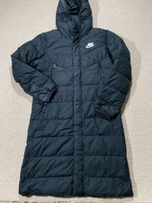 Nike Puffer Jacket Mens Small Black Down Longline Winter Overcoat Long