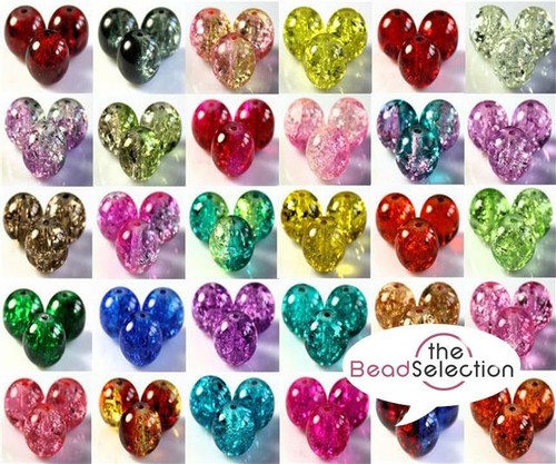 Crackle glass round beads buy - crackle,