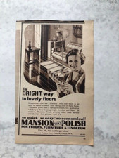 1937 VINTAGE ADVERT SMALL MANSION WAX POLISH FLOORS FURNITURE LINOLEUM TINS