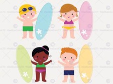 KIDS SURF BOARDS SURFING PHOTO ART PRINT POSTER PICTURE BMP2145A